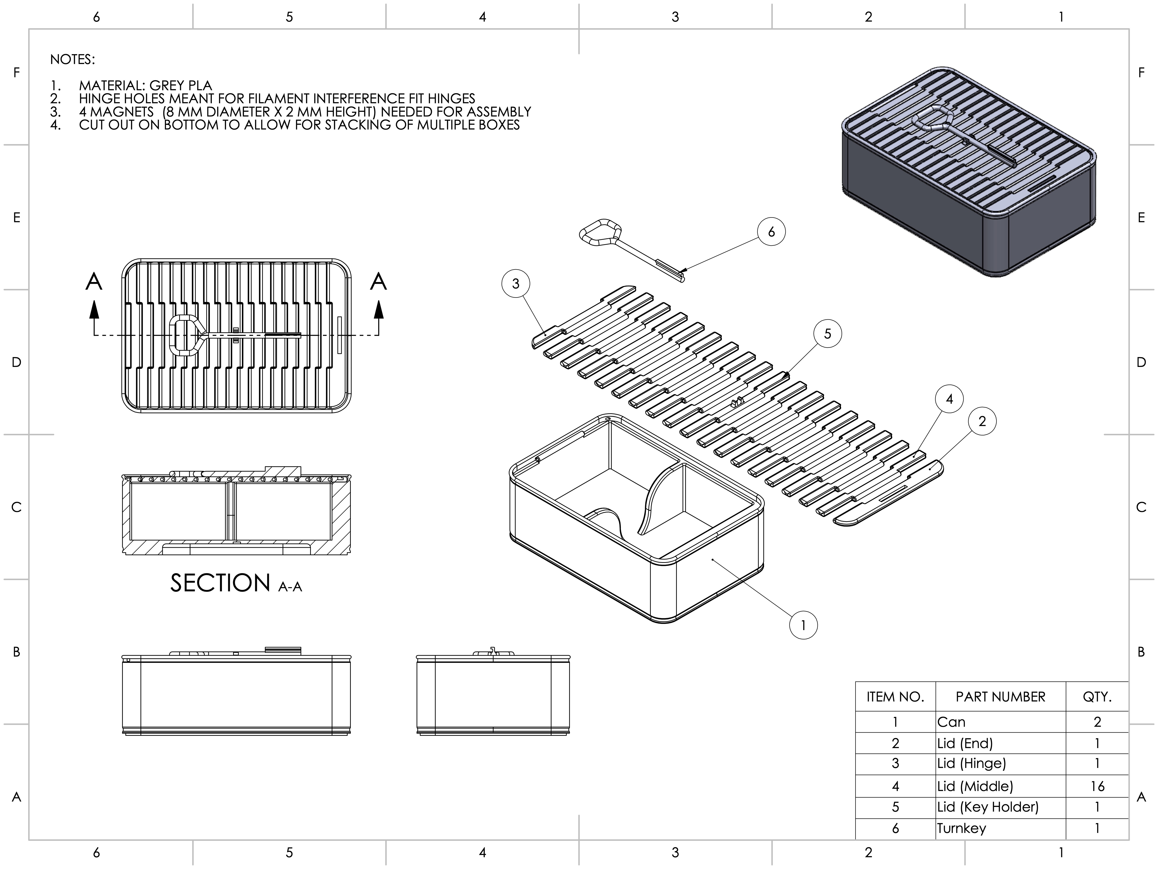Sardine Can Exploded Assembly Drawing